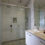 Bathroom with glass doors