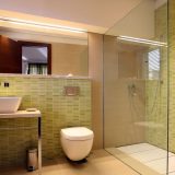 Bathroom with glass partition