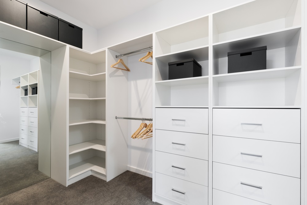 Wardrobe with white cabinets
